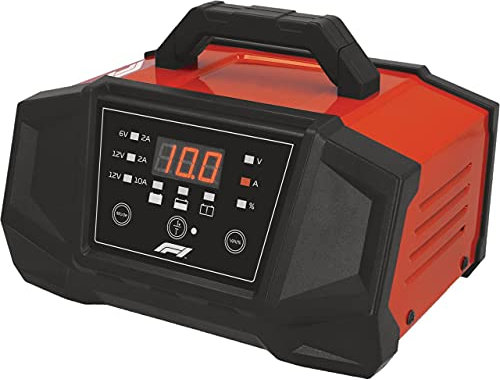 Formula 1 Mikroprozessor Batterie Ladegerät 10 Ampere für 6/12 V, 7-stufig, Power-Supply, Auto Erhaltungsladegerät, mit LED-Display