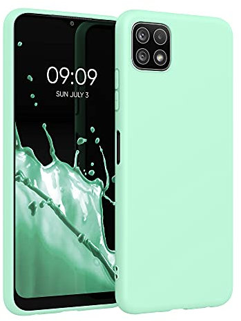 kwmobile Housse Compatible avec Samsung Galaxy A22 5G Coque - Housse de téléphone Protection Souple en Silicone - Menthe Mat