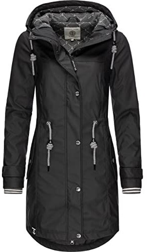 Peak Time Damen Regenjacke Regenmantel Jacke wasserdicht mit Kapuze L60042 Schwarz21 Gr. S