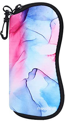 molshine Weiches Sonnenbrillenetui,Neopren-Reißverschluss-Brillenetui,Tragbare Brillentasche mit Haken für Damen und Herren (Violett)