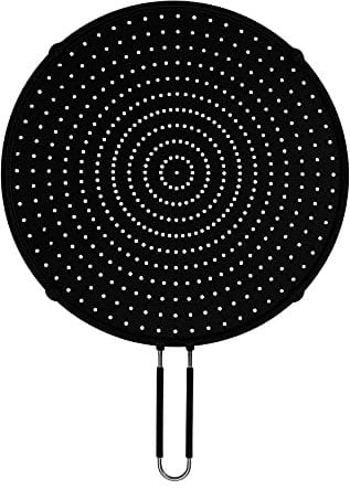 Silicone Splash Guard, 13 Inch Boil Over Protection with Insulated Handle, Heat Resistant Pan Cover/Strainer Splash Guard for Cooking and Roasting (Black)