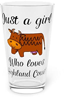 Beer Glass Pint 16oz Novelty Just A Girl Who Loves Cows Graphic 16oz