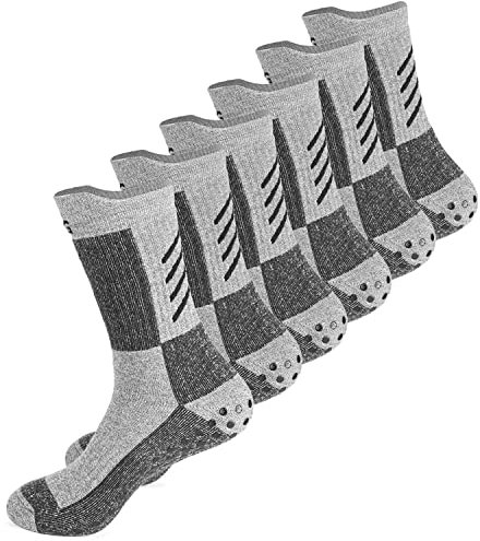 Gogogoal Dicke warme Thermosocken Winter für Herren Damen aus Wolle gepolstert rutschfest Sport und Arbeit Socken kaltes Wetter Slipper Crew-Socken Jagen Skifahren Wandern Fitnessstudio Weiß M 3P