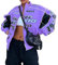 Onsoyours Blouson Bomber Femme Manches Longues Vintage Veste Bomber Casual Zipper Jacket College Poches Coupe-Vent Baseball Blouson Sweat Veste S1 Violet XL