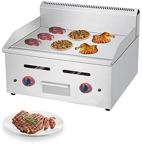 Commercial Gas Griddle 2 Burner Heavy Duty Manual Flat Top Restaurant Griddle Heating Plate Stainless Steel Portable Grill Propane Gas Countertop Restaurant Gas Griddle BBQ Home Kitchen