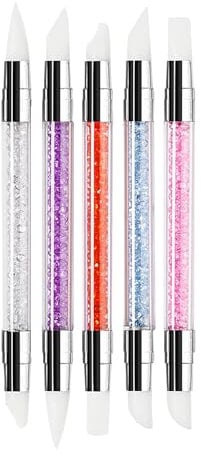 TAORANJU 5 Pcs Rhinestone Nail Art Tools Silicone Nail Art Sculpture Pens Nail Polish Brushes for Nail Art Salon DIY Nail Painting Kit