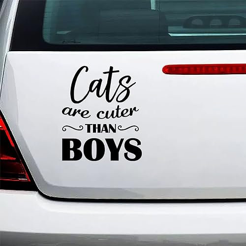 Yelolyio Vinyl-Auto-Aufkleber, Motiv: Katzen sind Cuter Than Boys, 15,2 cm, wasserdicht, motivierende Wort-Buchstaben-Aufkleber, Autos, Laptops, Wände, Türen, Fenster, Stoßstangenaufkleber