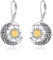 VONALA Sonne und Mond Ohrringe, 32.8*15.2mm, Sterling Silber, Opal