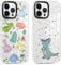 RUMDEY 2 Pack Cartoon Animals Pattern for iPhone 14 Pro Max 6.7 Phone Case, Cute Dinosaur Design Clear Cases Soft Silicone Slim TPU Shockproof Protective Fundas for Women Girls Kids