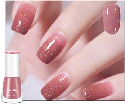 Pink Nail Varnish, Shimmering Pink Nail Polish Quick Dry Long Lasting Nail Polish, Breathable Nail Polish No Need Cure Chip-resistant Nail Varnish DIY at Home Manicure