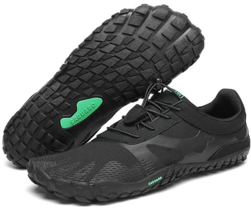 SAGUARO Chaussures Minimalistes Barefoot Homme Femme Chaussures Aquatique Respirant Antidérapant pour Trail Fitness Marche - Orteils Larges et Zéro Drop Semelles, Noir Onyx, 43 EU