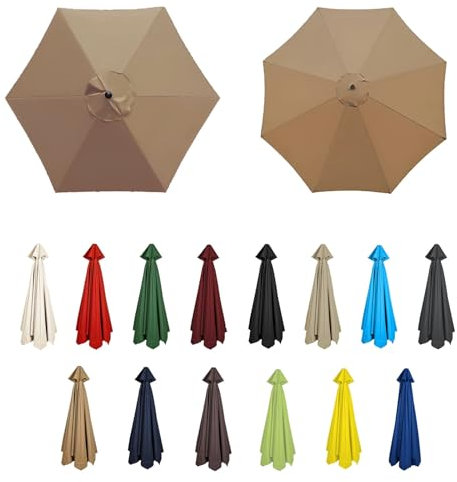 GZDXBF Bâche De Remplacement pour Parasol Déporté, Toile De Rechange pour Parasol 6 Baleines/8 Baleines, Housse De Rechange pour Parasol D'extérieur - 200cm/270cm/300cm(Khaki,8 ribs-3m(9.8ft))
