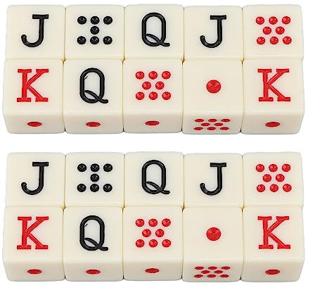 20 Stück Spanische Pokerwürfel, 6-seitige Pokerwürfel, Spanisches Pokerwürfelspiel für die Familie