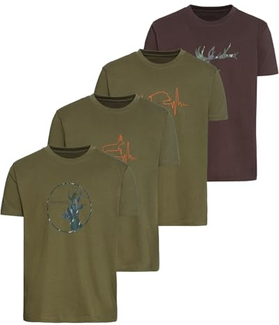 Parforce T-Shirts 4er-Pack Jagdprint | T-Shirts im 4er-Pack mit verschiedenen jagdlichen Printmotiven, wie Keiler-Beat, Bock-Beat, Hirsch-Camo und Bock-Camo.