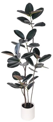 Yepdin Artificial Rubber Tree - 6 FT Tall Fake Tree with Pot - Large Artificial Plants Indoor, Lifelike Branches & Foliage - Faux Plants Indoor for Home Office Living Room Floor Patio Greening