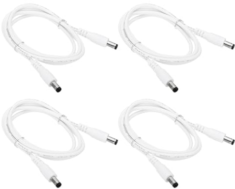 PATIKIL 3Ft Câble d'Extension d'Alimentation DC Mâle à Mâle 5,5 x 2,1 mm, 4Pcs Connecteurs Adaptateur de Fil 24 AWG, Cordon de Charge pour Bande LED DVR Routeur Caméra, Blanc