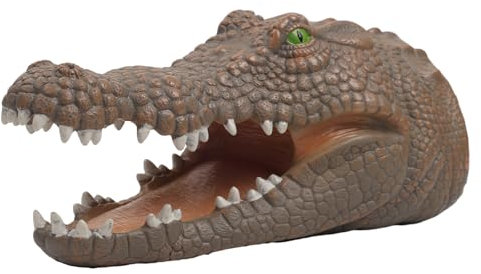 Andux Tier Handpuppe Realistisches Interaktives Rollenspiel Handpuppenspielzeug aus Weichgummi DWSO-01 (Krokodil)
