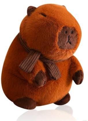 MBNKMEBU Simulation Capybara Plüschtier, Capybara Kuscheltiere groß 25cm Wasserschwein Kuscheltier süß Stofftiere Schlafendes Plüschtier Geschenke für Kinder und Erwachsene(Color:Brown A,Size:25cm)