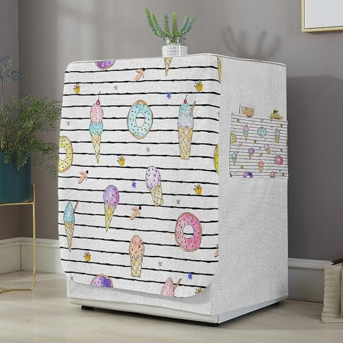 Highdi Housse de Protection pour Machine à Laver, Chargement Frontal Housse La Poussière avec Ouverture Frontale pour Linge Domestique (Capacité L 10.5~12KG,Glace 6)