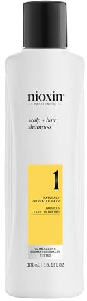 Nioxin System 1 Scalp + Hair Shampoo - stärkendes Shampoo für natürliches Haar mit leichter Ausdünnung - angereichert mit Biotin und Niacinamid (300 ml)