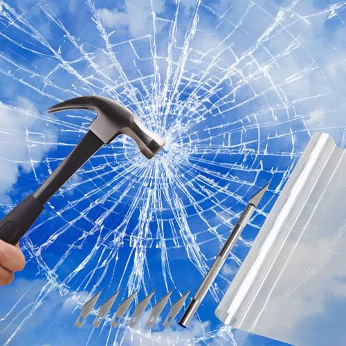 Fensterfolie Selbsthaftend, Fensterfolie Transparent 40x300cm, Fenster Splitterschutz Folie, Anti-UV Klebefolie Fenster, Glasschutzfolie, Splitterschutzfolie für Autoscheibenfolie