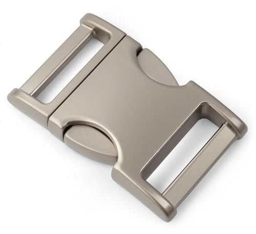 Ganzoo © Metall-Klickverschluss Zinc-max| 1 Stück | 1 Zoll | 25mm Gurt| Paracord 550 | Steckschließer | Steckverschluss | Armbänder | Hunde-Halsbänder | Rucksack-Riemen | Farbe: Silber Satiniert