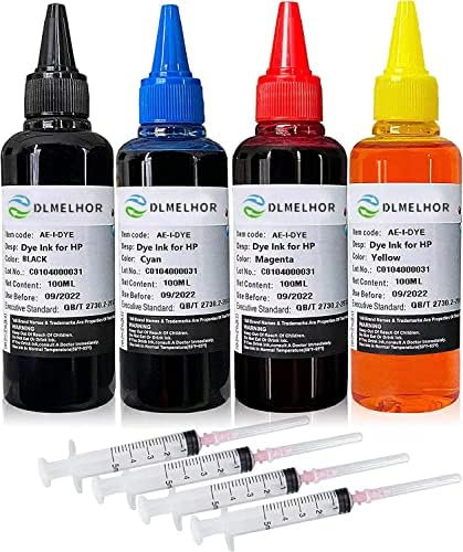 Nachfüll-Tinten-Set, kompatibel mit HP 61 60 62 63 564 920 901 902 932 933 934 940 950 951 952 94 95 96 Tintenstrahldrucker-Patrone CISS CISS-System, 4 Farben Set (BK, C, M, Y) ), 400 ml