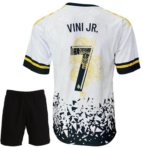 IHIMI VJr R.Madrid #7 - Dragon rétro édition limitée - Maillot pour enfants et short - Maillot de sport, maillot de football, d'entraînement - Pour enfant, avec short - Pour fans de football (4-13