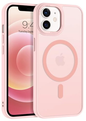 GaoBao Cover Magnetica per iPhone 12/12 Pro, [Compatibile con MagSafe] Custodia Traslucida Opaca Protettiva Sottile Antiurto Retro Resistente Anti-Scivolo Case per iPhone 12/12 Pro, Rosa