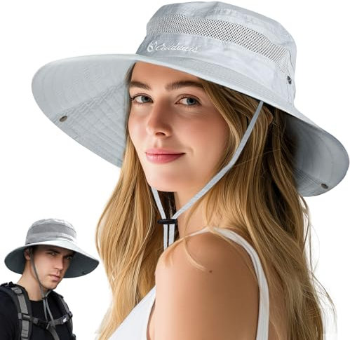 Hellgrau Sonnenhut Damen und Herren, Gipfelfreund Sonnenhut Damen Faltbar Sonnenhut Damen UV Schutz 50 Sommerhut Damen, Sonnenhüte für Damen Wanderhut Safari Hut Geschenke für Frauen Valentinstag