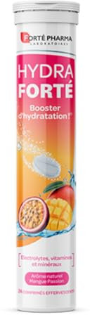 Forté Pharma - Hydra Forté Mangue Passion - Electrolytes, Vitamines C & D, Minéraux, Magnésium - Hydratation - Sport, Chaleur, Voyage - Comprimés Effervescents (1-2/Jour, 24 Jours)