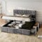 Aoskem Polsterbett Doppelbett 180x200 mit Stauraum, Bett mit 3 Schubladen & Kopfteil, Hydraulisch Stauraumbett Jugendbett Flachbett Funktionsbett Bettgestell mit Lattenrost Ohne Matratze, Samt Grau