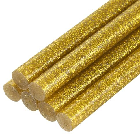 sourcing map 6pcs Mini Hot Glue Sticks for Glue Gun 7mm x 100mm Small Glue Sticks, Glitter Gold