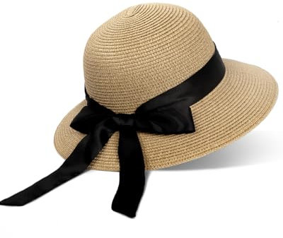 Zylioo XL/XXL Strohhut Sonnenhut Damen für Großen Kopf, Stroh Strandmütze mit Breiter Krempe,UV Schutz Sommerhut