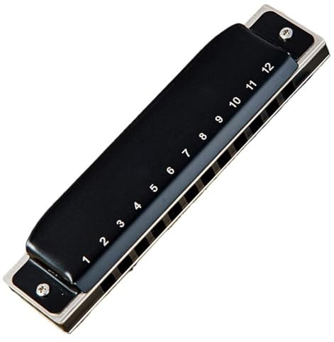 Mundharmonika-Set Bruce Mundharmonika 12 Löcher Metallrahmen Aluminiumrahmen Professionelles Leistungsniveau Mit Bass 4 Und 6(Black,G)