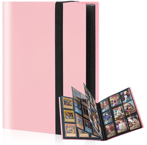 Álbum de Para Cartas,20 Páginas,360 Álbum de Para Cartas Coleccionista,Álbum Colección Tarjetas Impermeable,Tener un Elástico (rosa)