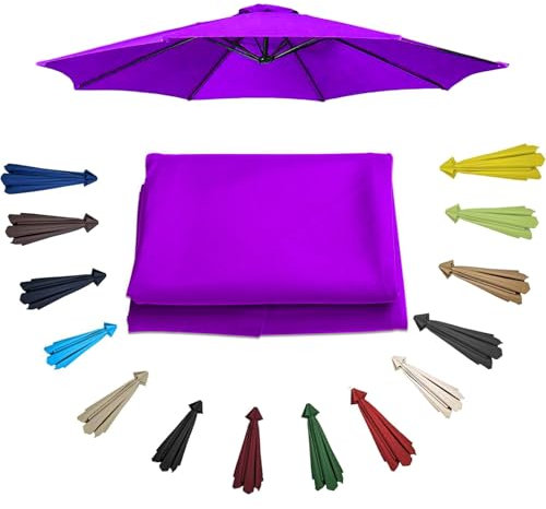XRQBYUX 9.8ft/300cm Waterproof Parasol Umbrella Replacement Cover - Garden Patio Umbrella Fabric Canopy Cover - Parasol Canopy Replacement Parts Fit 6/8 Ribs(Purple,6 ribs-300cm/9.8ft)
