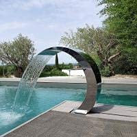 CCKUHN Fontana a Cascata in Acciaio Inox per Piscine interrate, fontane per Piscine Esterne e da Giardino