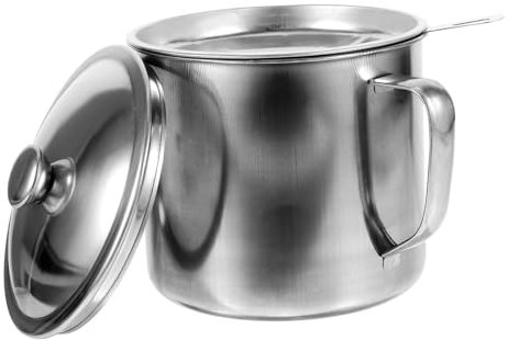 LAPYAPPE 1stück Edelstahl Ölfilterkanne Mit Feinem Sieb Grease Strainer Pot Für Aufbewahrung Von Frittieröl Speiseöl Kokosöl Mit Deckel Für Saubere Und Sichere Lagerung Einfach Zu