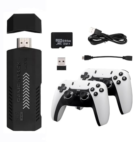 X2pro Retro Game Stick, 4K Nostalgia Stick Game, Double Wireless 2.4G Controller, Handheld Emulators for TV Game Lovers(64G)