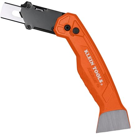 Klein Tools 44310 FLICKBLADE Carpet Blade Folding Utility Knife, Two Locking Positions at 135-Degree and 180-Degree, Integrated Tucking Tool, Tool-Free Blade Change, Durable Aluminum Body