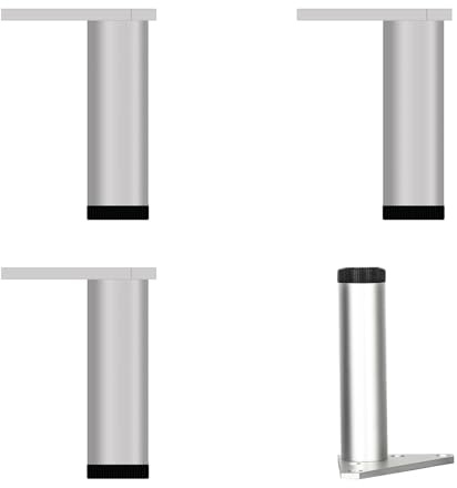 Möbelfüsse 15cm Silber, 4 Stück Möbelbeine Verstellbar Möbelfüße Silber Tischfüße Aluminiumlegierung | Eloxierte Sofasfüße Höhe: 6-40cm Schrankfüße Couchtischbeine Sofas Beine Tischbeine 15cm/6