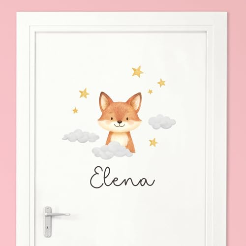 Little Deco Türaufkleber, Wandtattoo Kinderzimmer, Fuchs | Wandsticker, Sticker personalisiert, Babyzimmer Deko, Wunschtext Aufkleber, Tür Namensschilder Kinder, Stickers selbstklebend