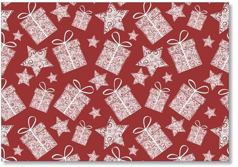LYSCO Geschenkpapier Geschenkpapier schönes Motiv Geschenken und Sterne, rot (GES-504), in verschiedenen Motiven verfügbar (DIN B2 (700 x 500 mm) - 6 Stück)