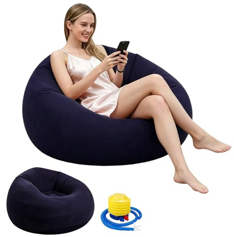 LEKEFETO Sitzsackstuhl für Erwachsene: Aufblasbares Outdoor Sitzsack mit Pump, Tragbar Sitzsack Kinder Bean Bag, Aufblasbare Sitzsäcke für den Innen- oder Außenbereich - 103 x 103 x 60 cm