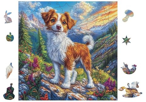 Jack Russell Puppy 100 Pieces Premium Jigsaw Puzzle Adult Jigsaws Educational Challenge Mental Exercise Wall Art Winter Thick Cardboard 28x28cm