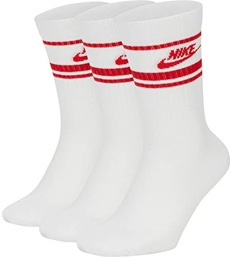 Nike Unisex Sportswear Essential Crew Socken, White/University Red, S