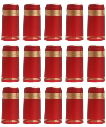 100Pcs PVC Heat Shrink Capsules for Wine Bottles Red and Gold Decorative Shrink Wraps for Straight Mouth Bottles Ideal for Home Use and DIY Projects