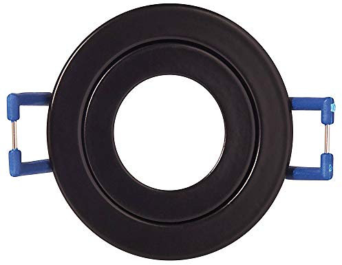 10x Einbaustrahler Rahmen Set Schwarz rund IP-44 für Bad und Außen-Bereich - Einbaurahmen für GU11 MR11 Leuchtmittel 35mm - 40mm Bohrloch Badezimmer Einbau-Spot Strahler Einbauleuchte