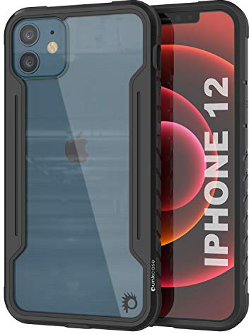 Punkcase Entworfen für iPhone 12 [Avenger Defense Serie] Ultra dünn & schützende Schutzhülle in Militärqualität mit Aluminiumrahmen [transparente Rückseite] Ultimativer Fallschutz für iPhone 12 (6,1